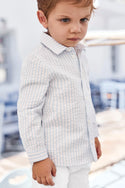 Blue and White Little Boys Striped Shirt