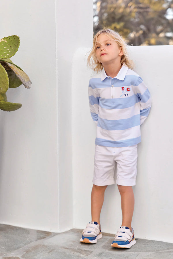 Blue Striped Rugby Polo