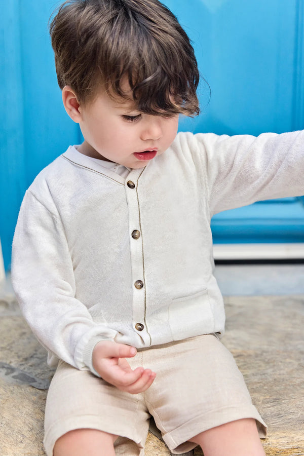 White Baby Green Trim Cardigan
