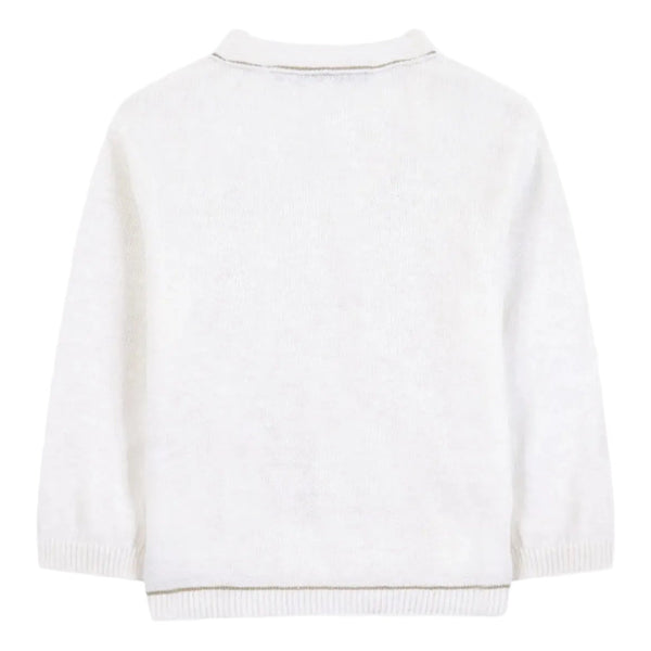 White Baby Green Trim Cardigan