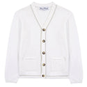 White with Green Trim Cardigan