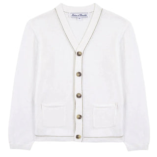 White with Green Trim Cardigan