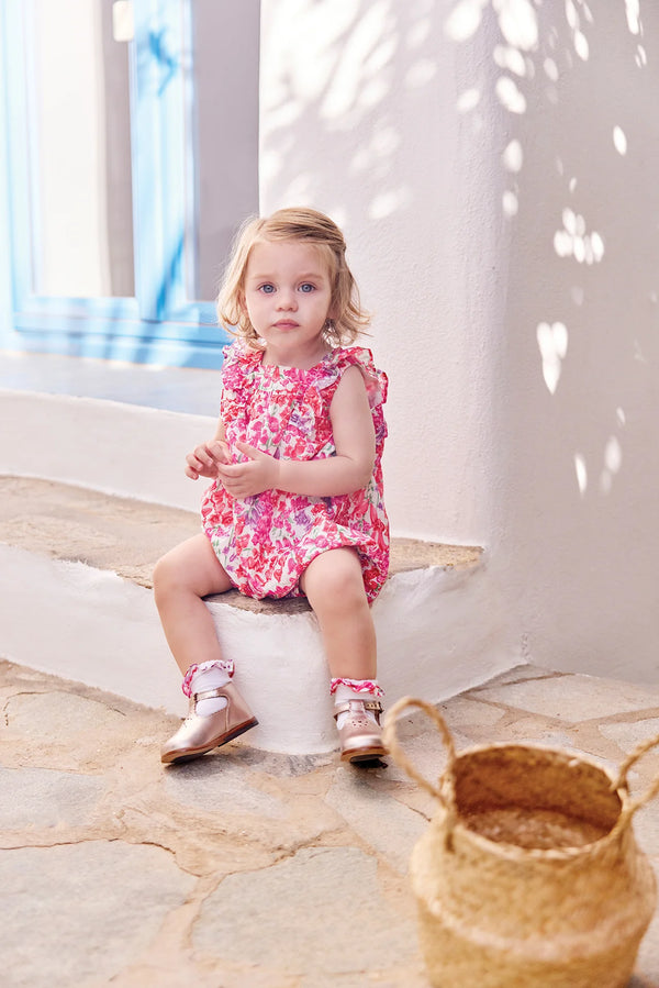 Pink Baby Liberty Floral Bubble Romper