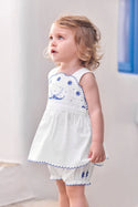 White Baby Blue Embroidered Detail Set