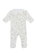 White and Brown Pointelle Toile Footie