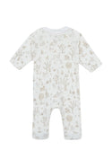 White and Brown Pointelle Toile Footie