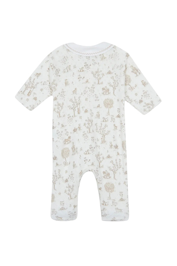 White and Brown Pointelle Toile Footie