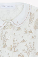 White and Brown Pointelle Toile Footie