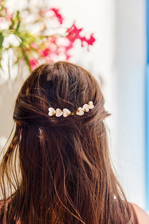 White Heart Barrette