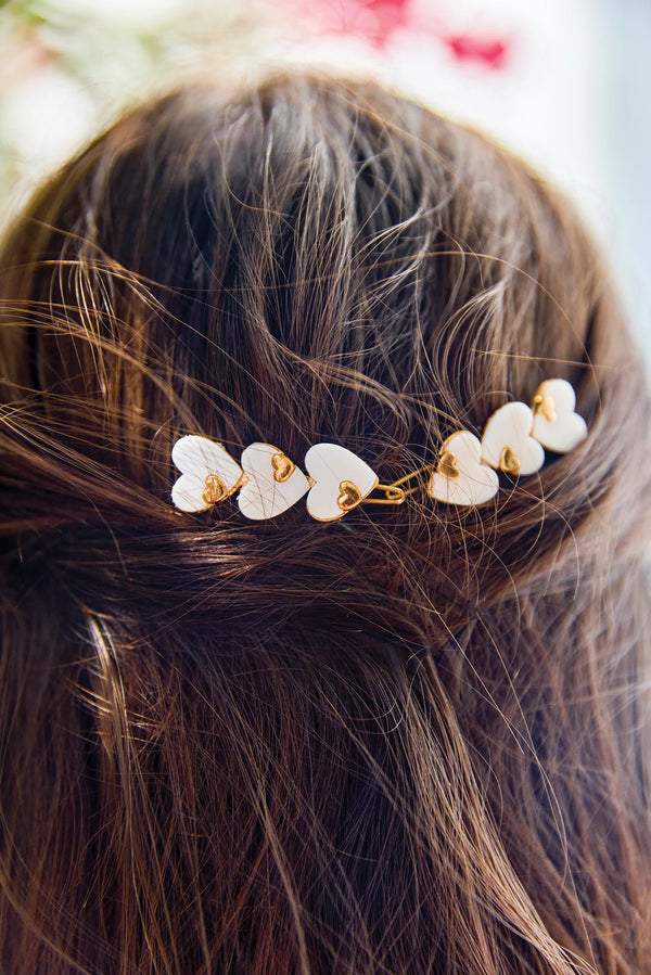 White Heart Barrette