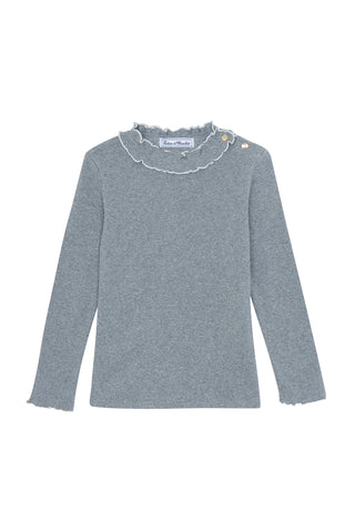 Grey Scallop Mockneck