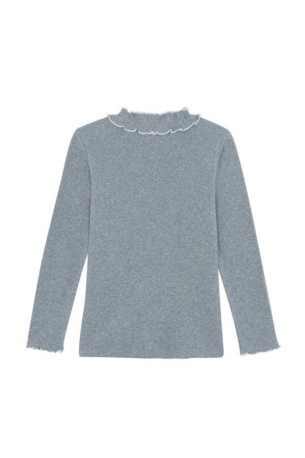 Grey Scallop Mockneck