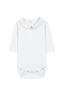 White with Grey Rikrak Embroidered Collar Onesie