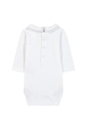 White with Grey Rikrak Embroidered Collar Onesie