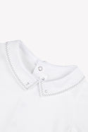 White with Grey Rikrak Embroidered Collar Onesie
