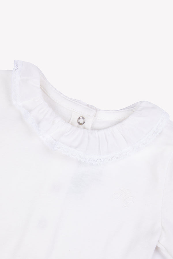 Ivory Lace Trim Collar Onesie