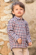 Baby Navy and Bordeaux Check Shirt