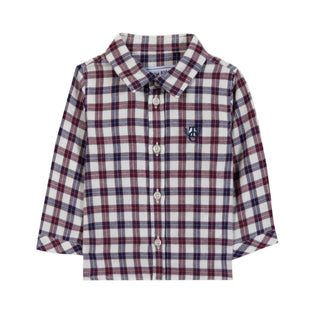Baby Navy and Bordeaux Check Shirt