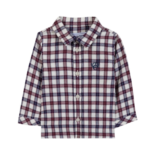 Baby Navy and Bordeaux Check Shirt