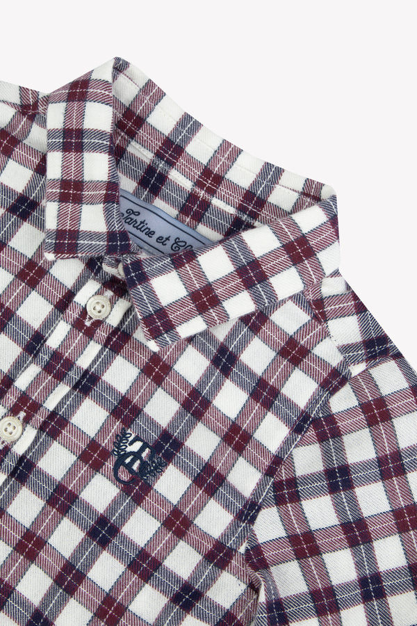 Baby Navy and Bordeaux Check Shirt