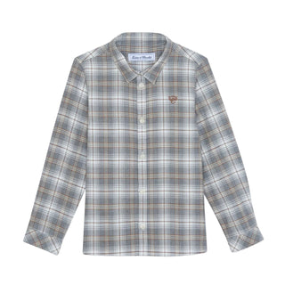 Boys Grey Beige Plaid Shirt