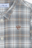 Boys Grey Beige Plaid Shirt