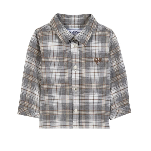 Baby Grey Beige Plaid Shirt