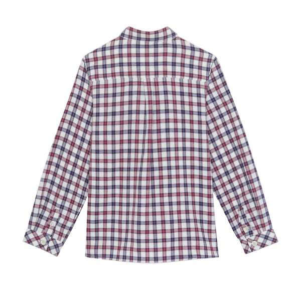 Boys Navy and Bordeaux Check Shirt