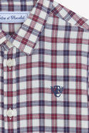 Boys Navy and Bordeaux Check Shirt
