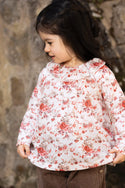 Taupe and Pink Floral Blouse