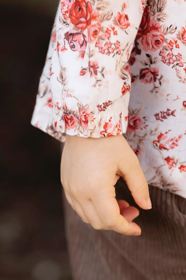 Taupe and Pink Floral Blouse