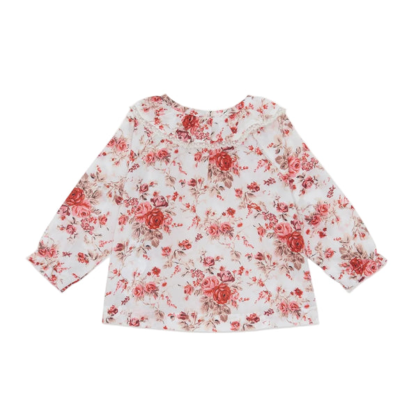 Taupe and Pink Floral Blouse
