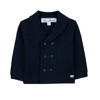 Baby Navy Knit Double Breasted Cardigan
