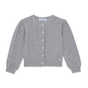 Grey Ribbed Scalloped Trim Cardigan