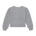 Grey Ribbed Scalloped Trim Cardigan
