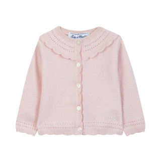 Pink Scallop Cashmere Cardigan
