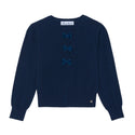 Navy Velvet Bow Cardigan