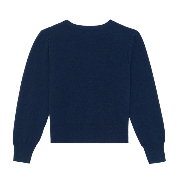 Navy Velvet Bow Cardigan