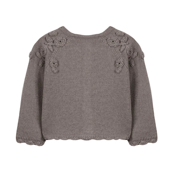 Taupe Flower Applique Cardigan