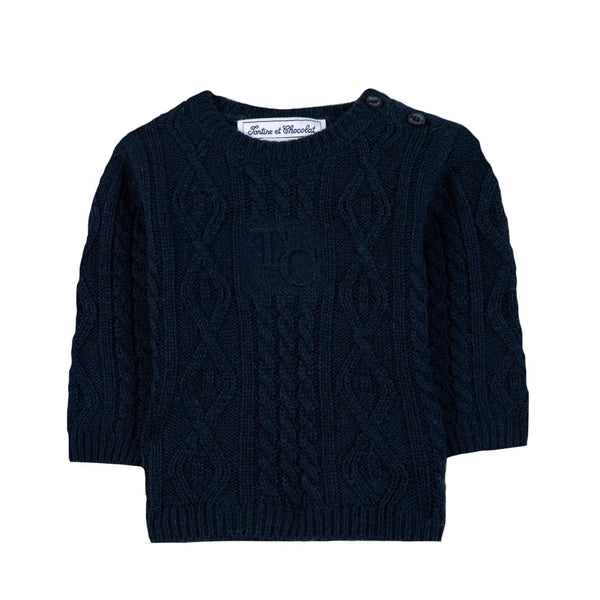 Baby Navy Cableknit TC Sweater