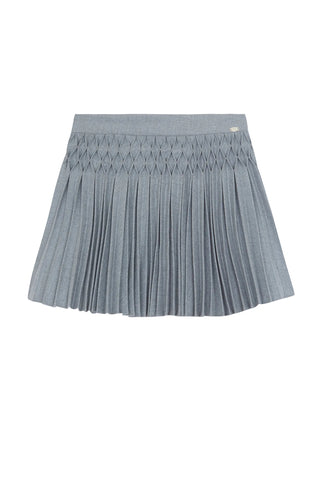 Grey Pleated Smocked Skirt