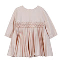 Pink Pleated Smocked Detail Dress