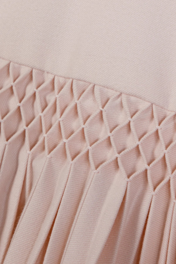 Pink Pleated Smocked Detail Dress
