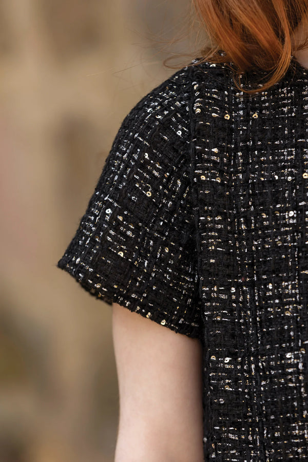 Black Shimmer Tweed Dress