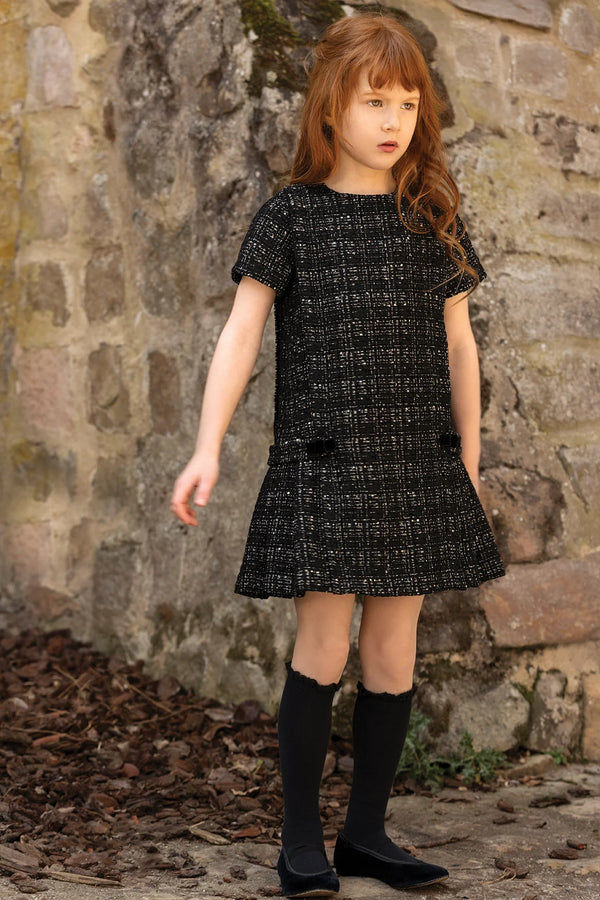 Black Shimmer Tweed Dress