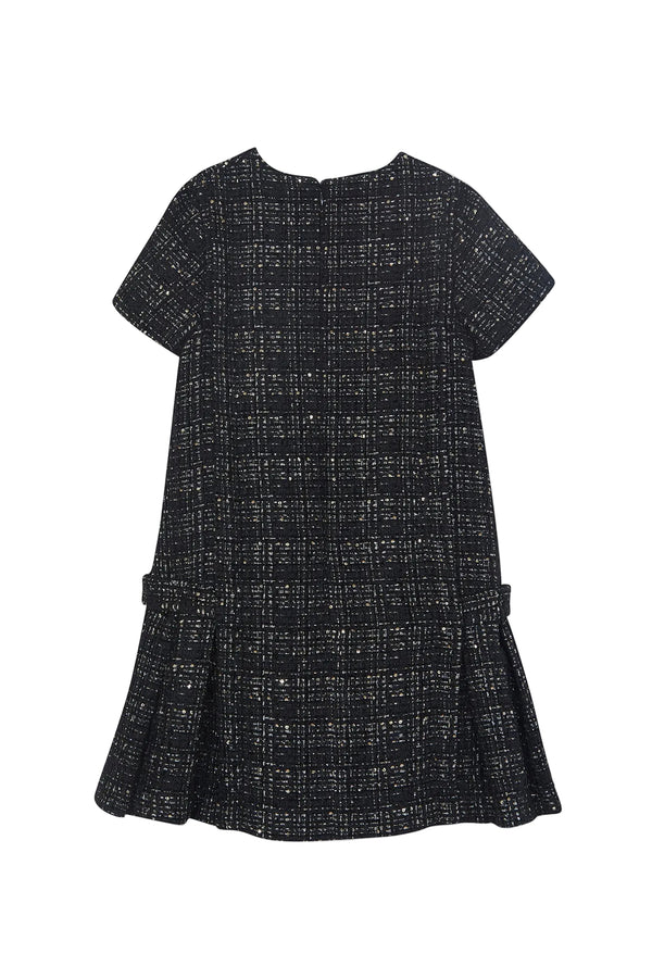 Black Shimmer Tweed Dress