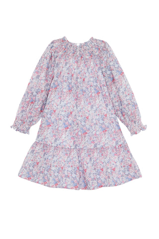 Pink and Grey Floral Smocked Dress