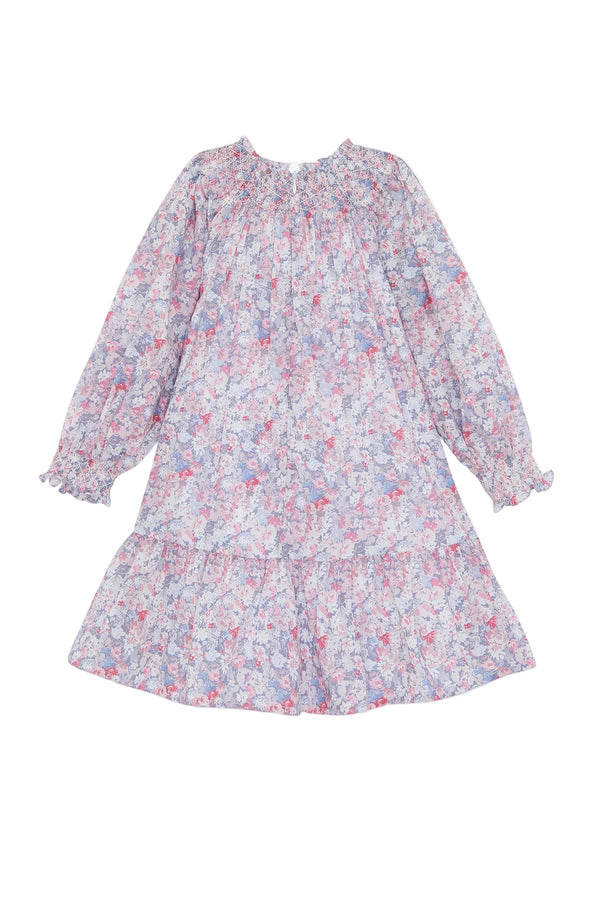 Pink and Grey Floral Smocked Dress
