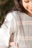 Grey Pink Plaid Bow Jumper