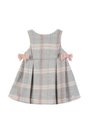 Grey Pink Plaid Bow Jumper